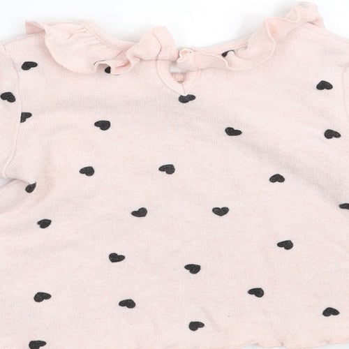 Matalan Girls Pink   Pullover Jumper Size 3-6 Months  - heart pattern
