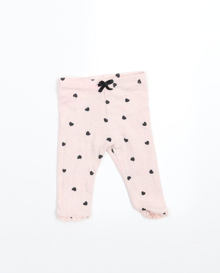 Matalan Girls Pink    Trousers Size 3-6 Months  - heart pattern
