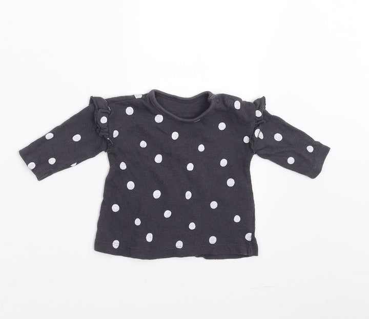 George Girls Grey Polka Dot  Pullover Jumper Size 0-3 Months