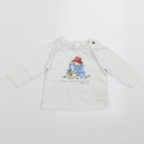 Sainsburys  Baby White   Basic T-Shirt Size 3-6 Months  - Paddington bear