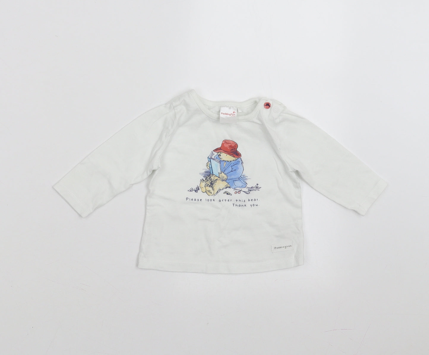 Sainsburys  Baby White   Basic T-Shirt Size 3-6 Months  - Paddington bear