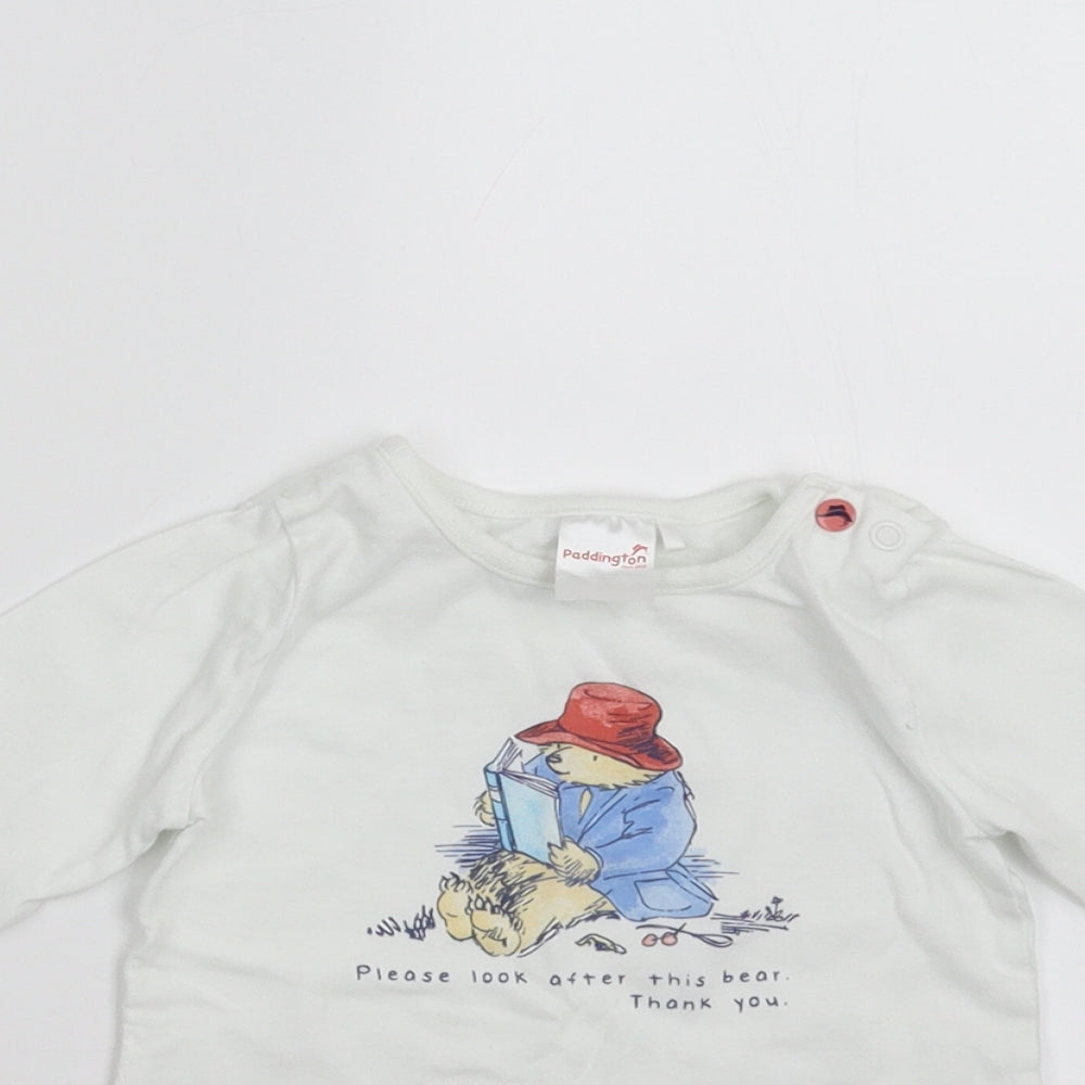Sainsburys  Baby White   Basic T-Shirt Size 3-6 Months  - Paddington bear