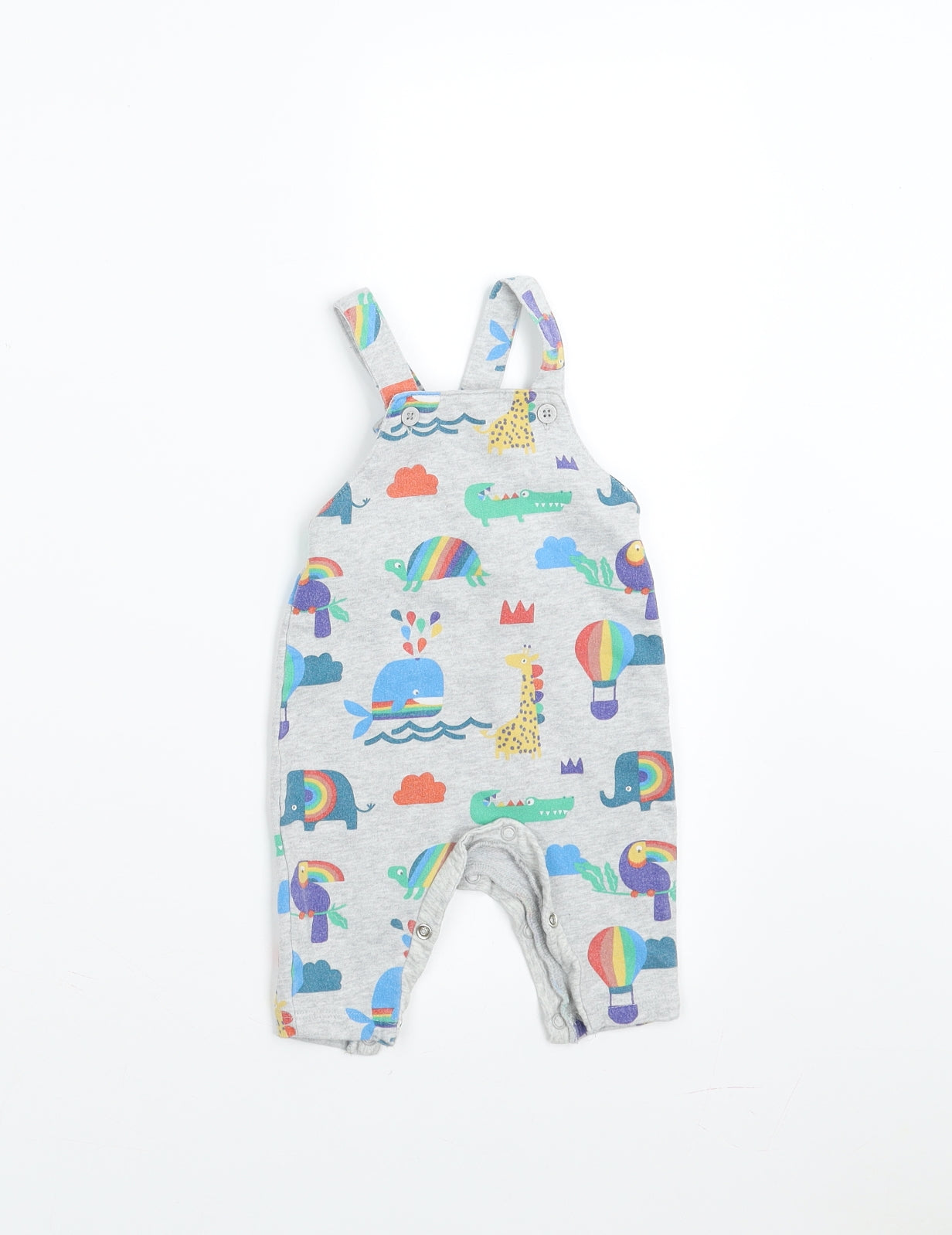 NEXT Baby Grey   Dungaree Outfit/Set Size 0-3 Months  - animals