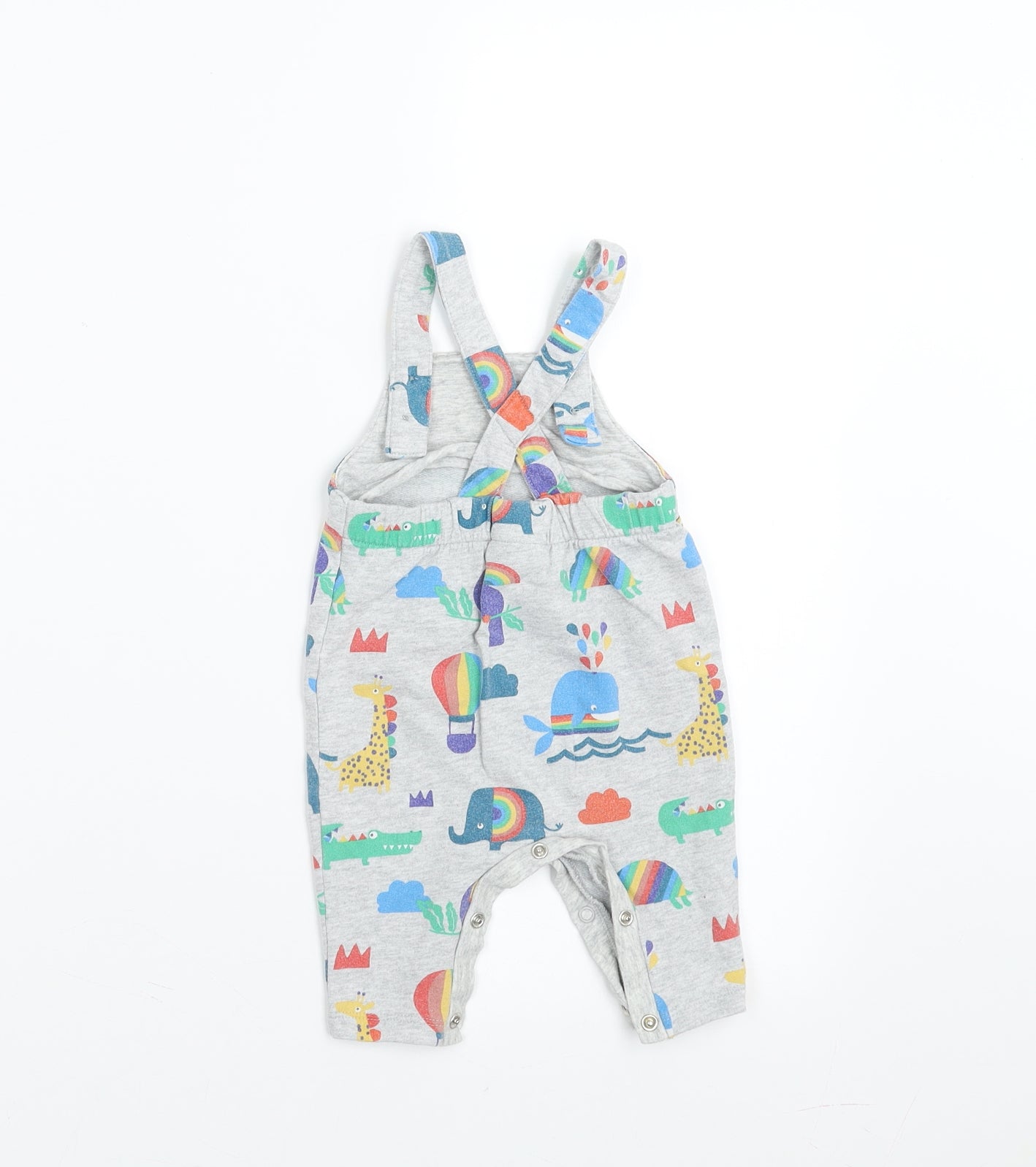 NEXT Baby Grey   Dungaree Outfit/Set Size 0-3 Months  - animals