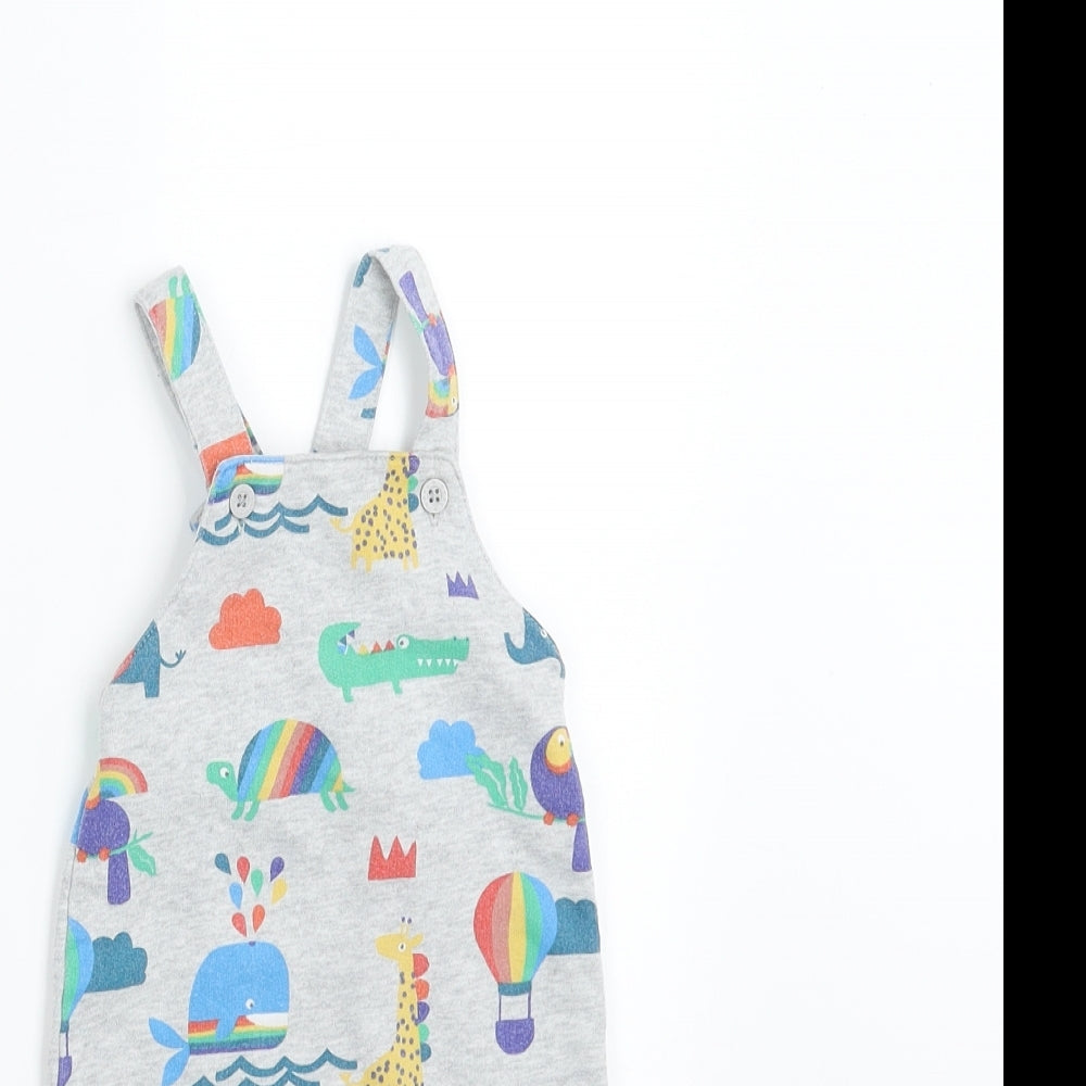 NEXT Baby Grey   Dungaree Outfit/Set Size 0-3 Months  - animals