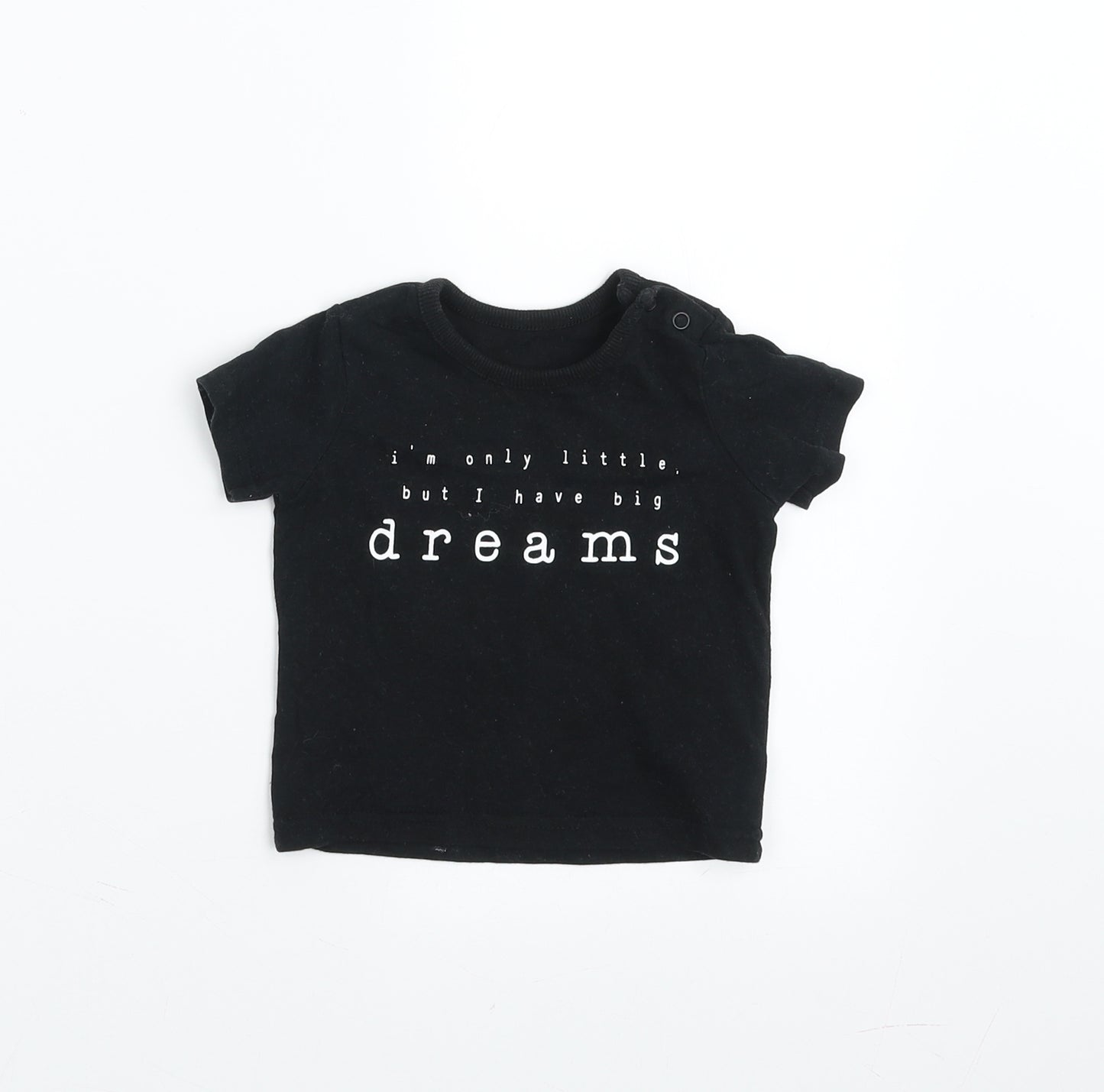 George Girls Black   Basic T-Shirt Size 0-3 Months  - big dreams