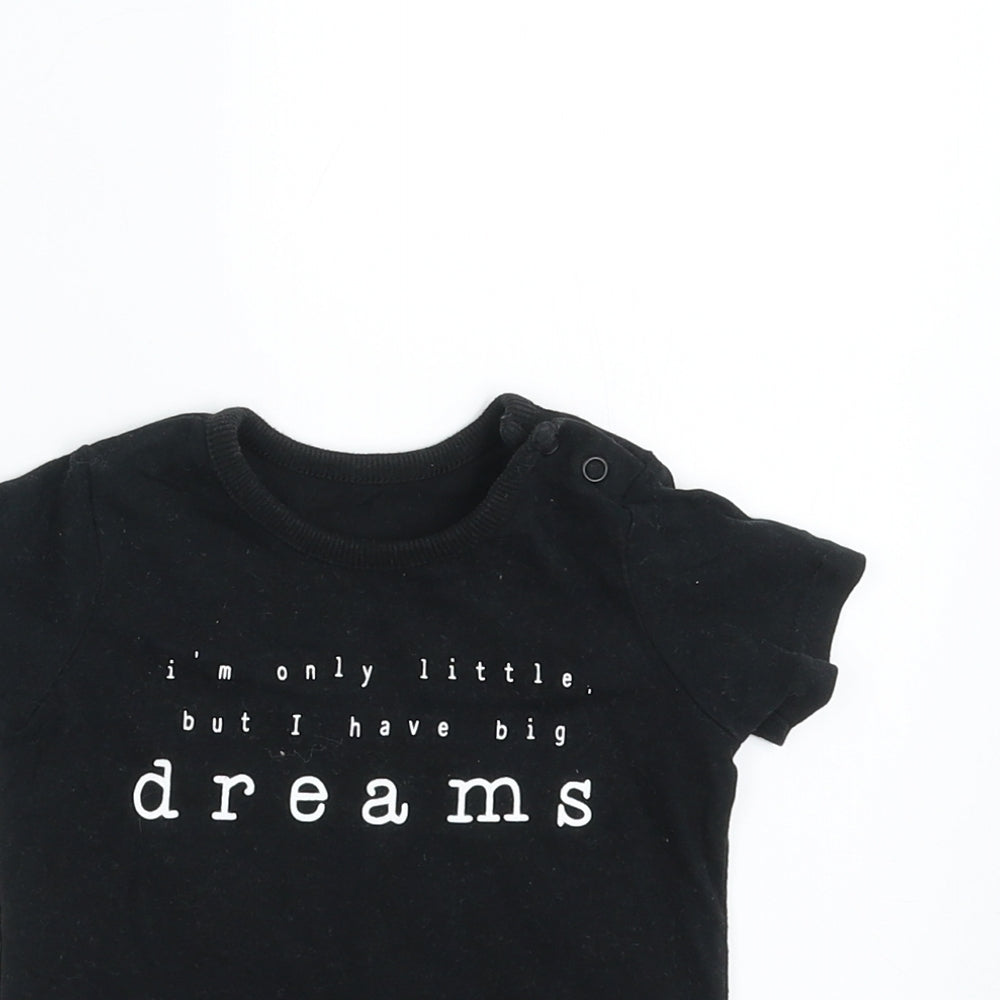 George Girls Black   Basic T-Shirt Size 0-3 Months  - big dreams