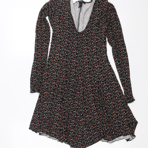 FOREVER 21 Womens Black Floral  Skater Dress  Size S