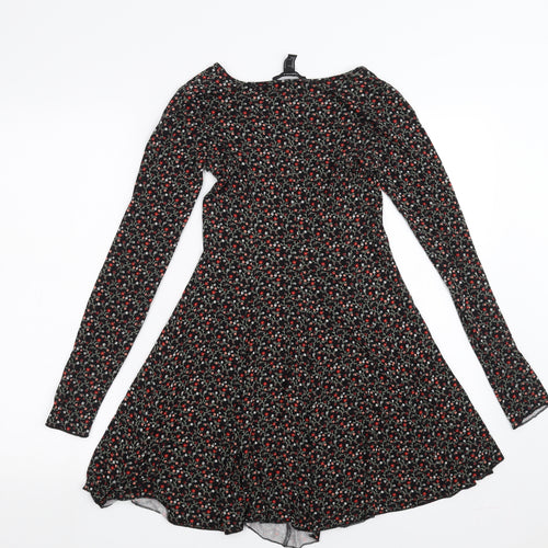 FOREVER 21 Womens Black Floral  Skater Dress  Size S