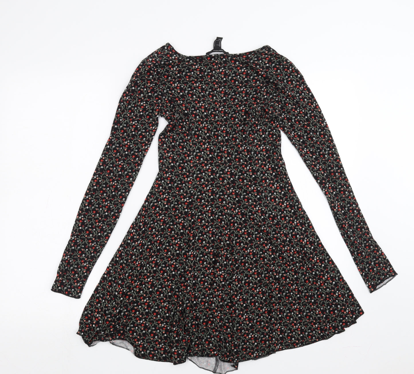 FOREVER 21 Womens Black Floral  Skater Dress  Size S