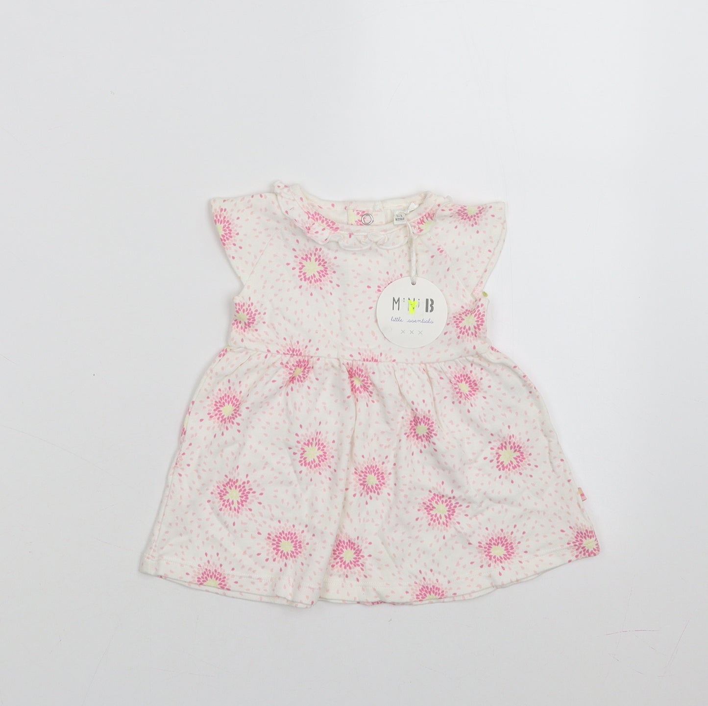 BHS Girls Ivory Floral  T-Shirt Dress  Size 0-3 Months