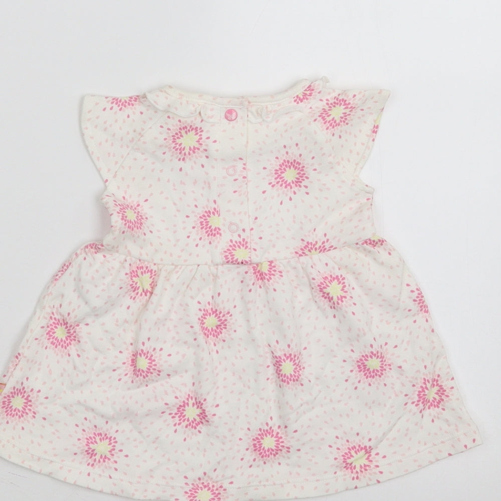 BHS Girls Ivory Floral  T-Shirt Dress  Size 0-3 Months