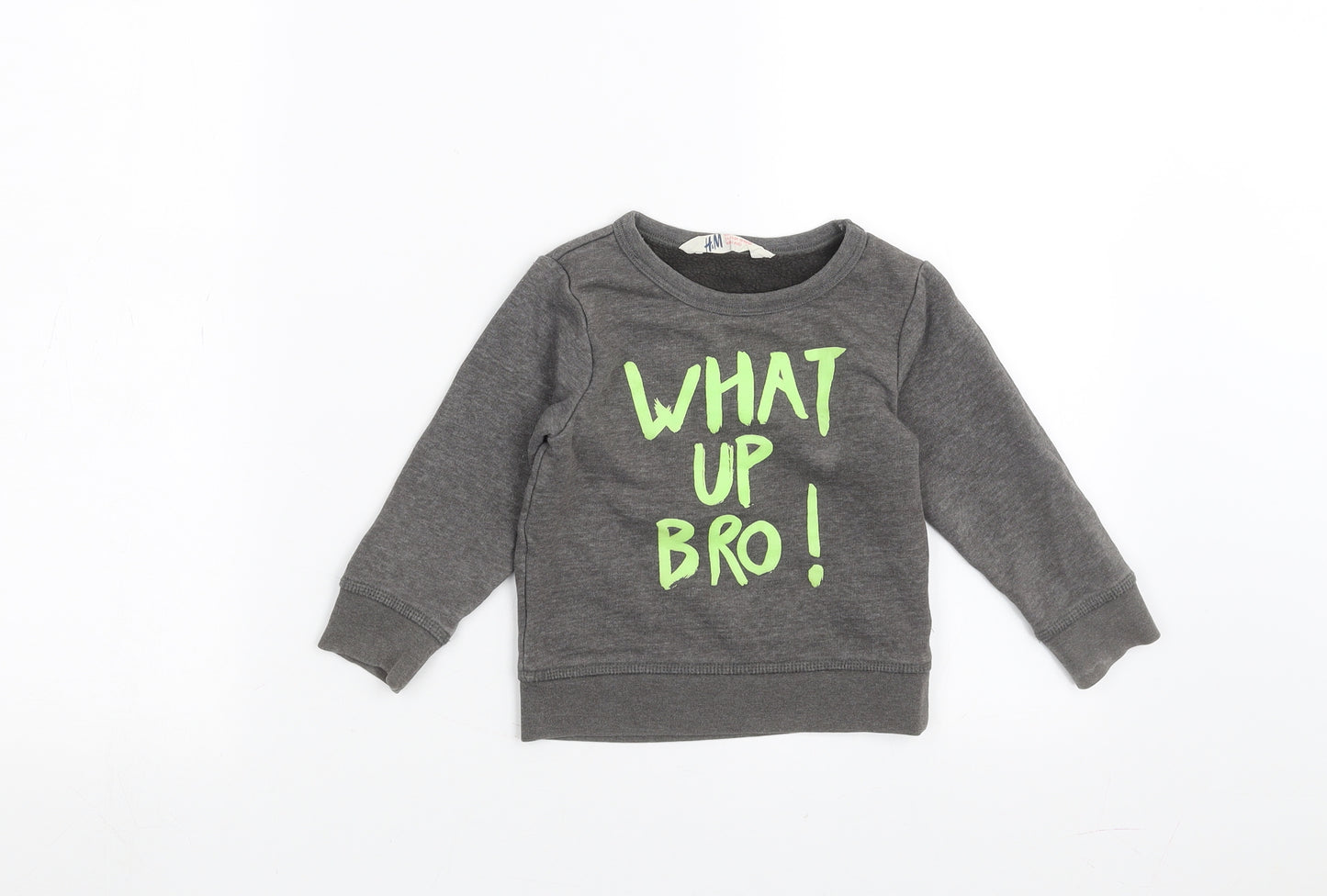 H&M Boys Grey   Pullover Jumper Size 18-24 Months  - what up bro!