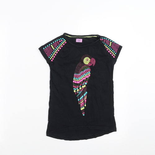 F&F Girls Black   Basic T-Shirt Size 7-8 Years  - Bird