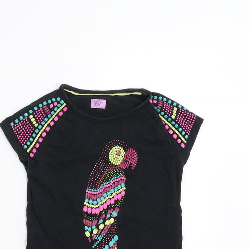 F&F Girls Black   Basic T-Shirt Size 7-8 Years  - Bird