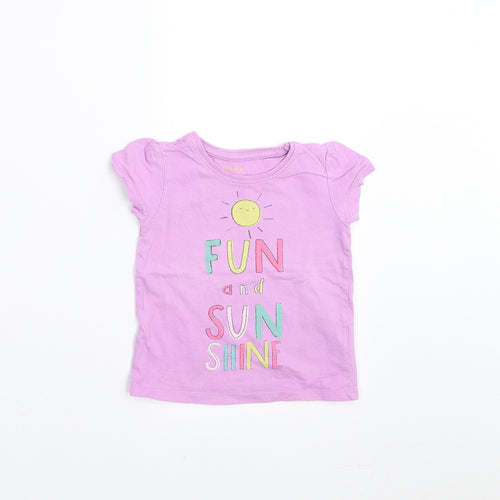 Primark Girls Purple   Basic T-Shirt Size 12-18 Months  - fun and sun shine