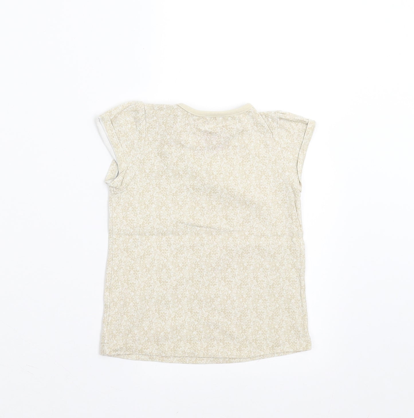 Sainsburys  Girls Beige Floral  Basic T-Shirt Size 9-12 Months  - Embroidered detail