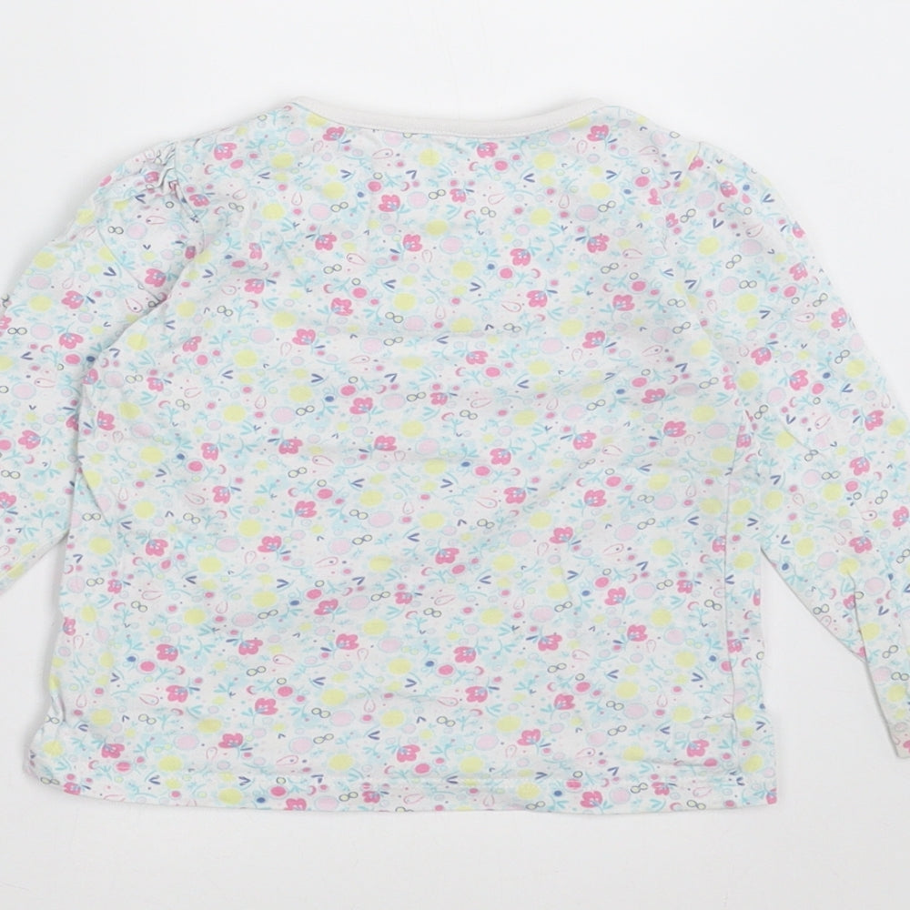 Sainsburys  Girls Green Floral  Basic T-Shirt Size 9-12 Months