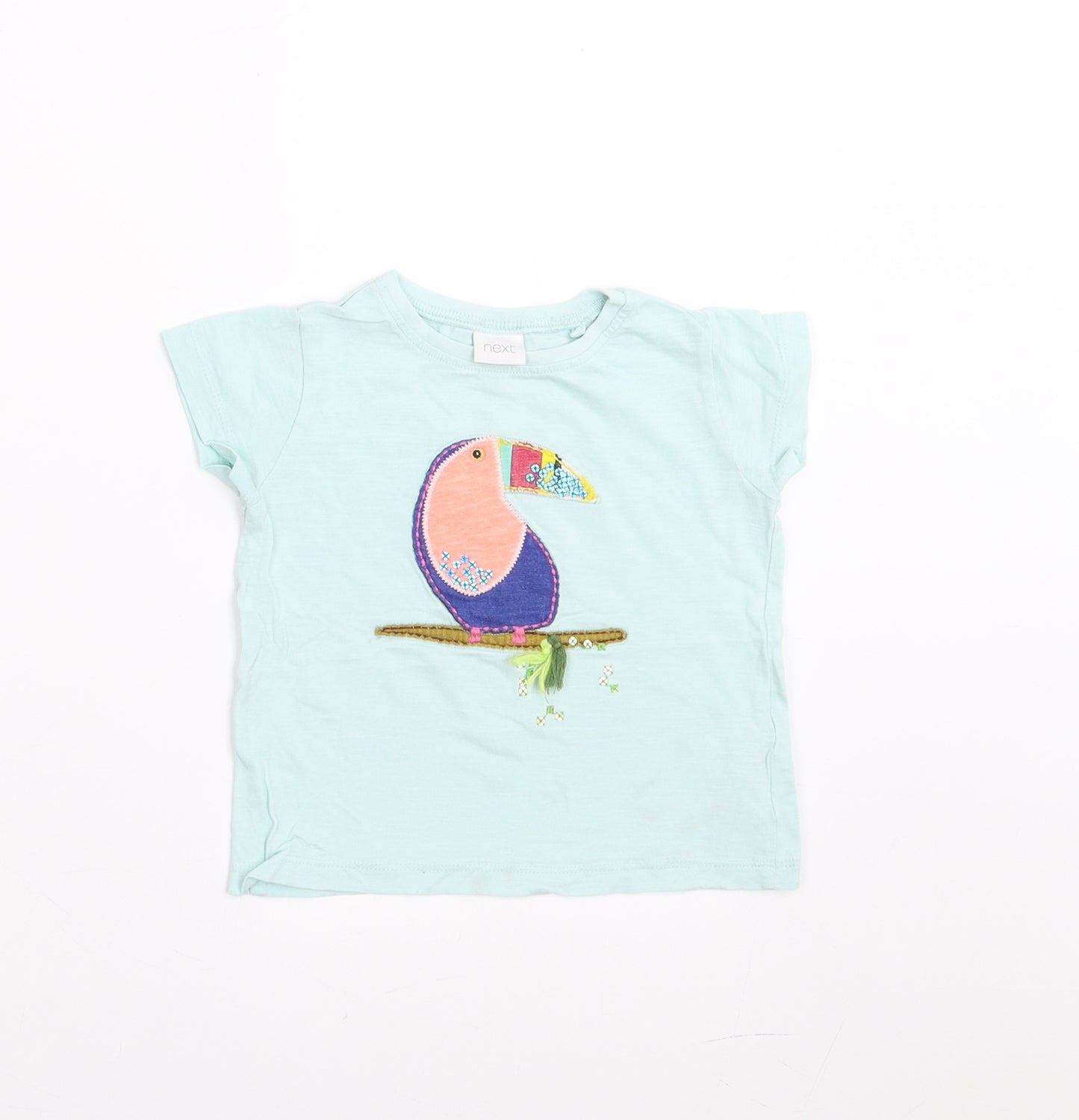 NEXT Girls Green   Basic T-Shirt Size 9-12 Months  - Bird