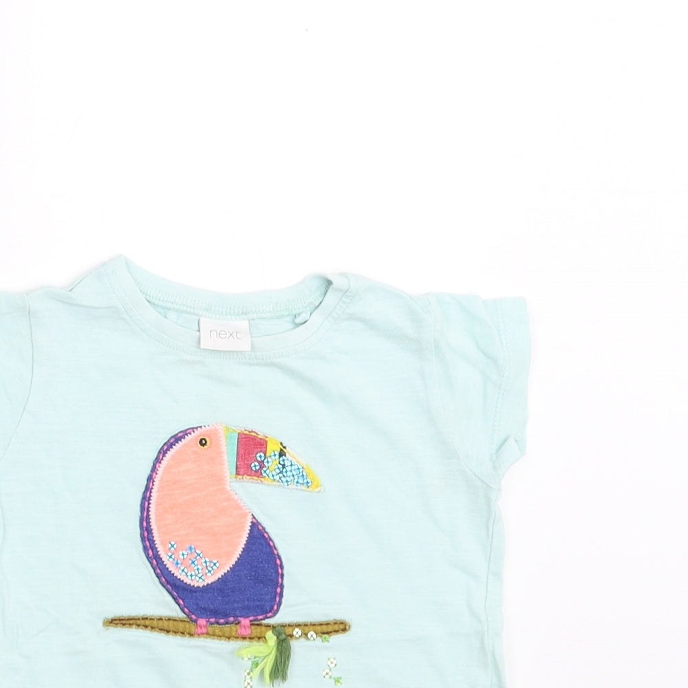 NEXT Girls Green   Basic T-Shirt Size 9-12 Months  - Bird