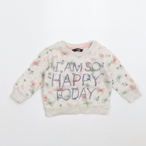 George Girls Beige Floral  Pullover Jumper Size 9-12 Months  - i am so happy today
