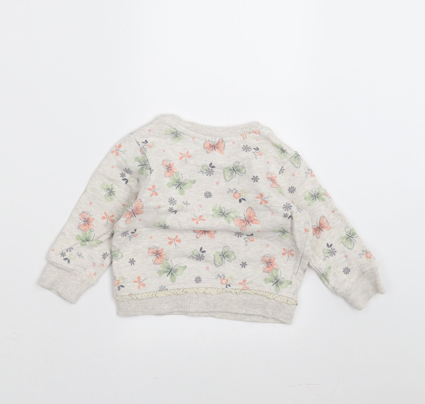 George Girls Beige Floral  Pullover Jumper Size 9-12 Months  - i am so happy today