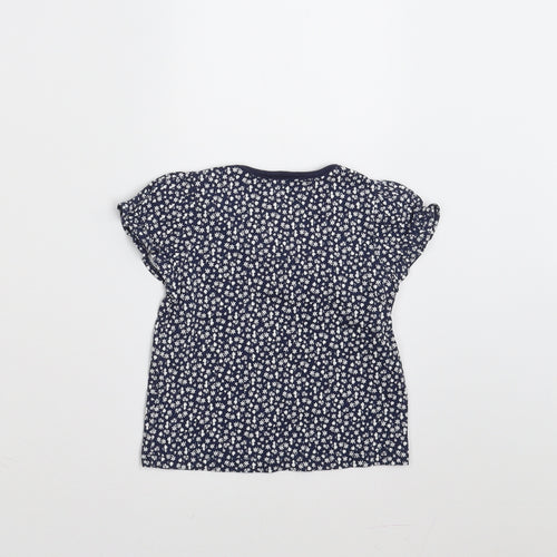 Sainsburys  Girls Blue Floral  Basic T-Shirt Size 6-9 Months