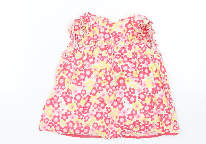 Mother and Child Girls Pink Floral Tank Dress Size 18-24 Months