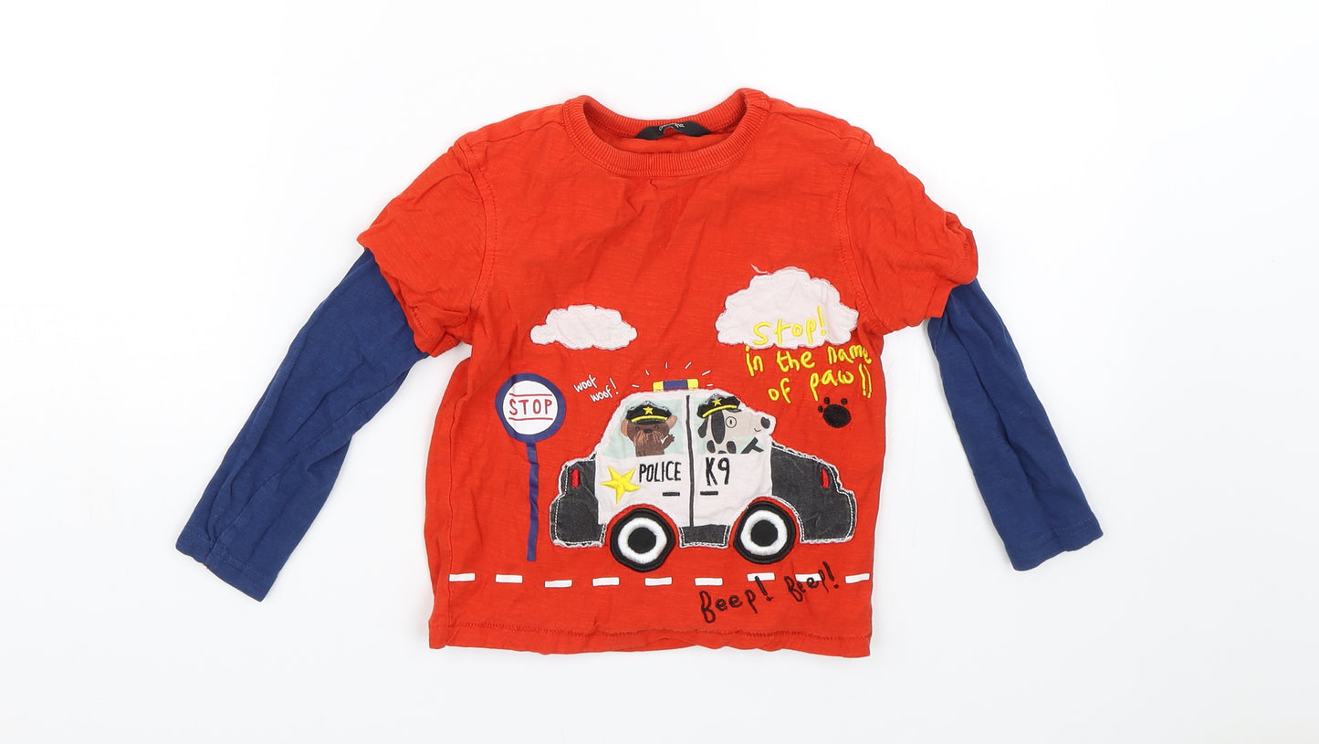 George Boys Red   Basic T-Shirt Size 4-5 Years