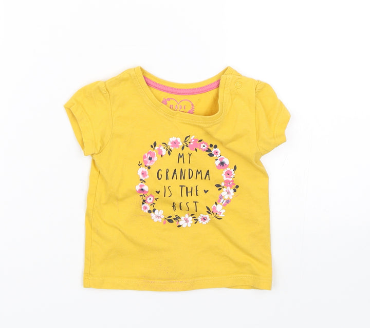 Primark Girls Yellow   Basic T-Shirt Size 6-9 Months