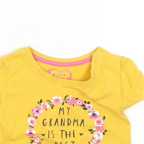 Primark Girls Yellow   Basic T-Shirt Size 6-9 Months