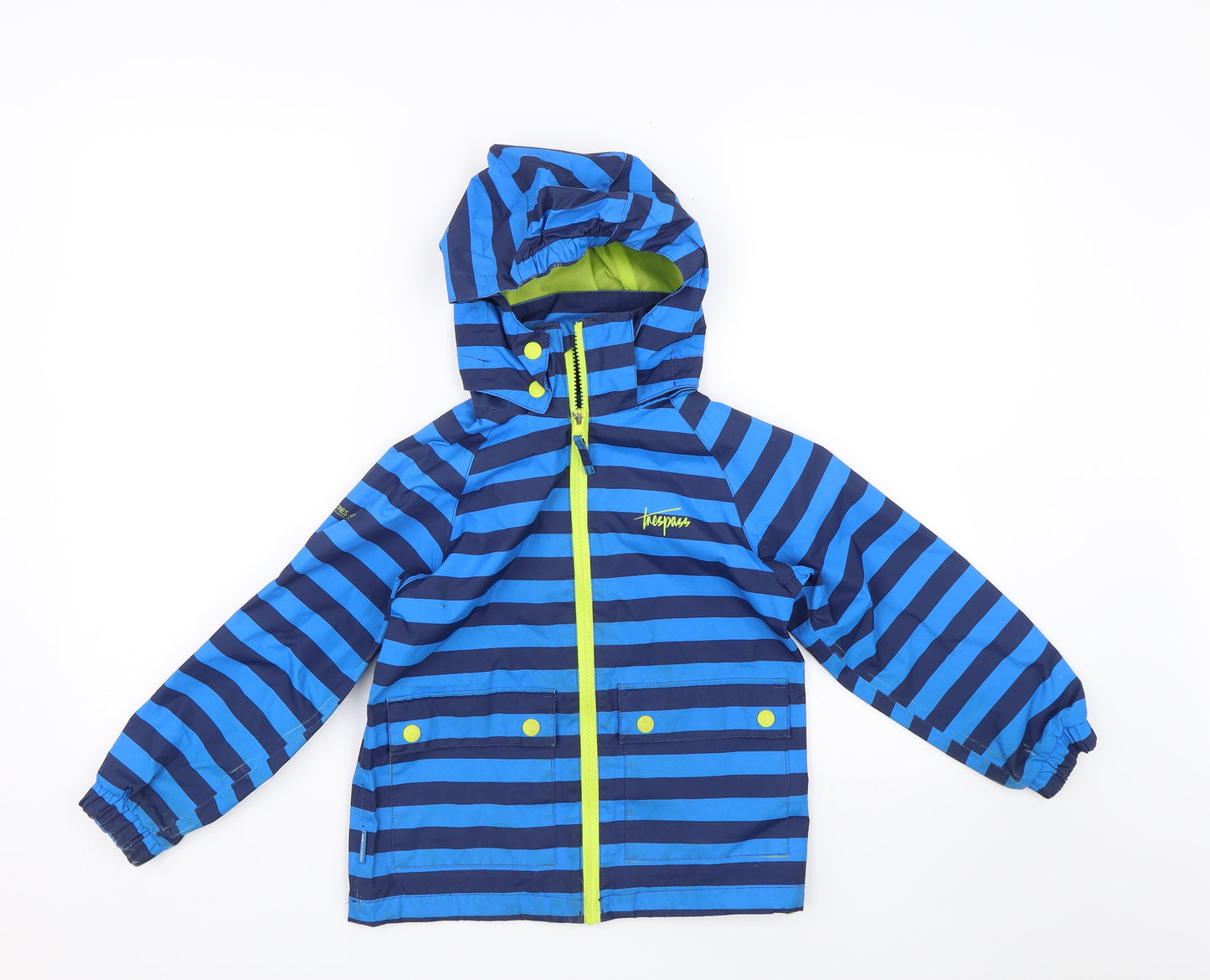 Trespass Boys Blue Striped  Rain Coat Coat Size 5-6 Years