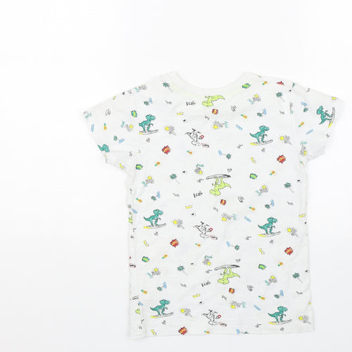 Matalan Boys White Animal Print  Basic T-Shirt Size 5-6 Years  - Dinosaurs