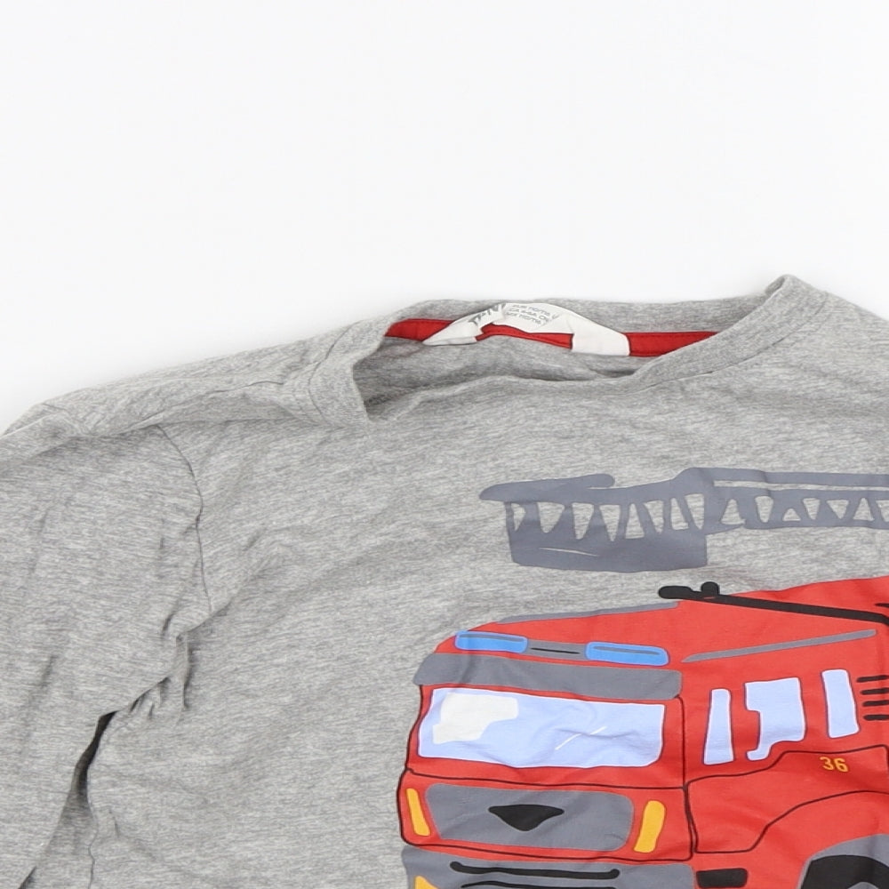 H&M Boys Grey   Basic T-Shirt Size 4-5 Years  - Firetruck