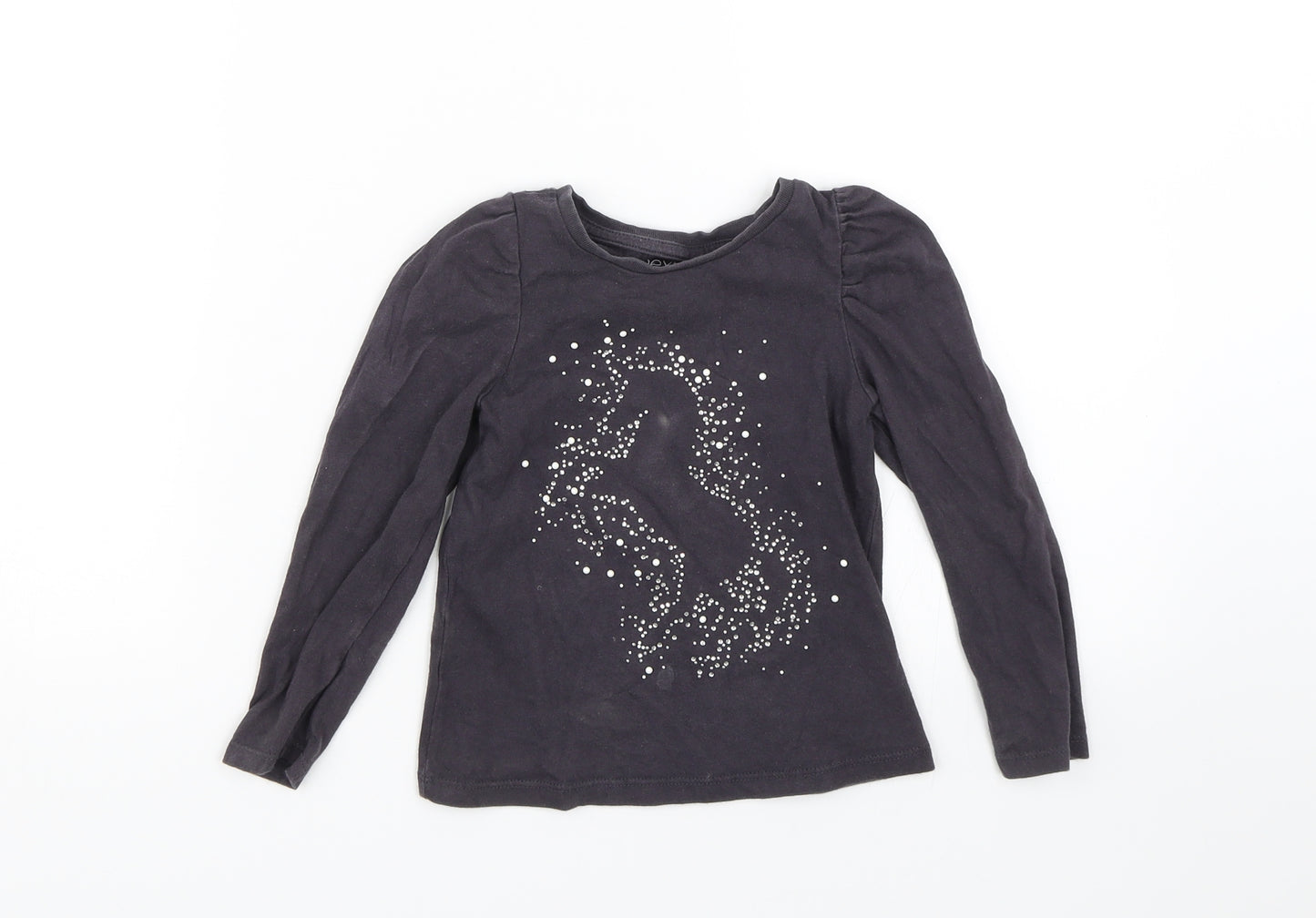 NEXT Girls Blue   Basic T-Shirt Size 3 Years  - unicorn print