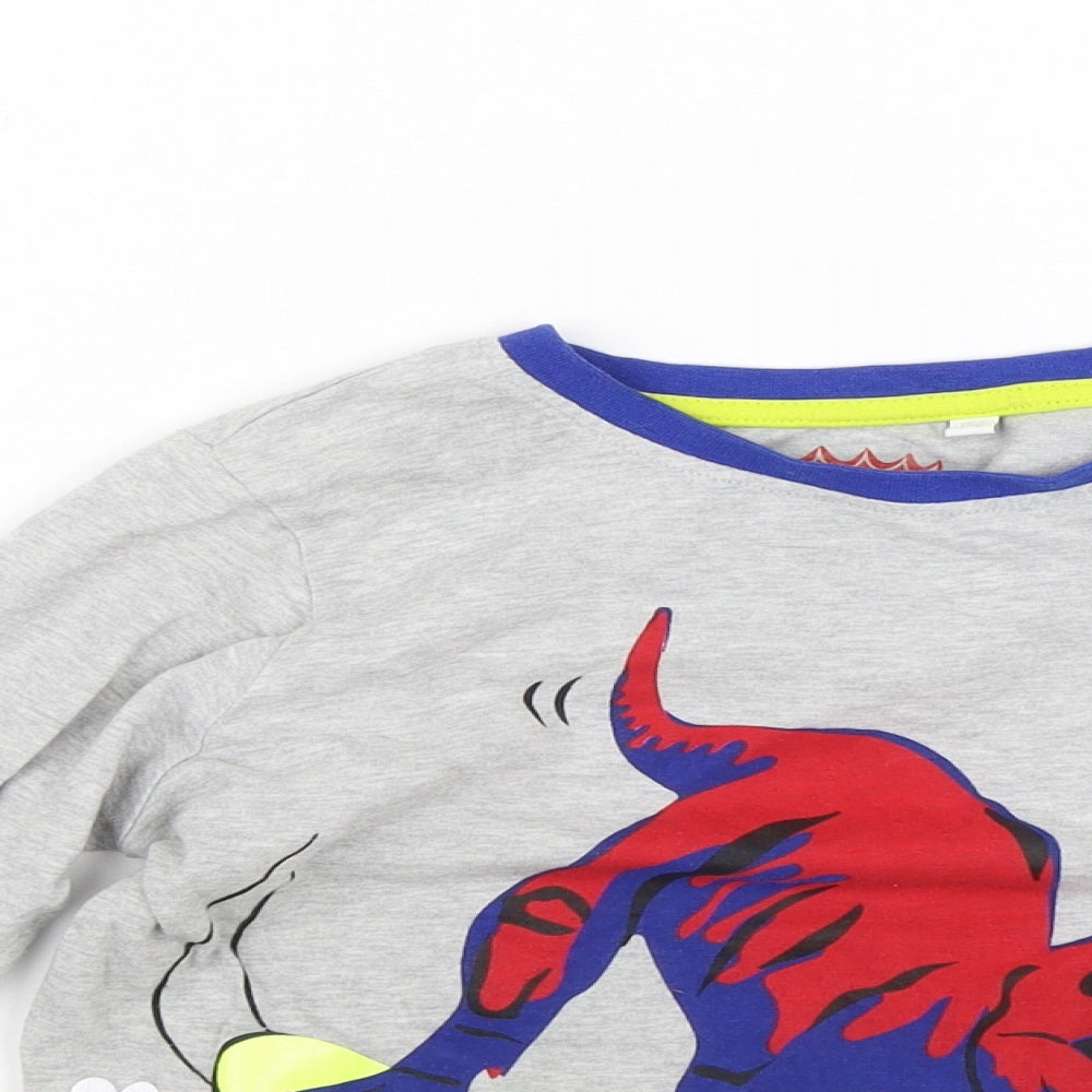 Debenhams Boys Grey   Basic T-Shirt Size 5-6 Years  - Dinosaurs