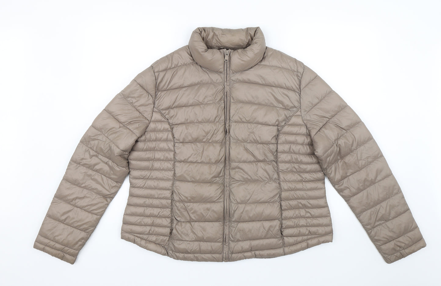 Atmosphere Womens Brown Striped  Puffer Jacket Coat Size 18