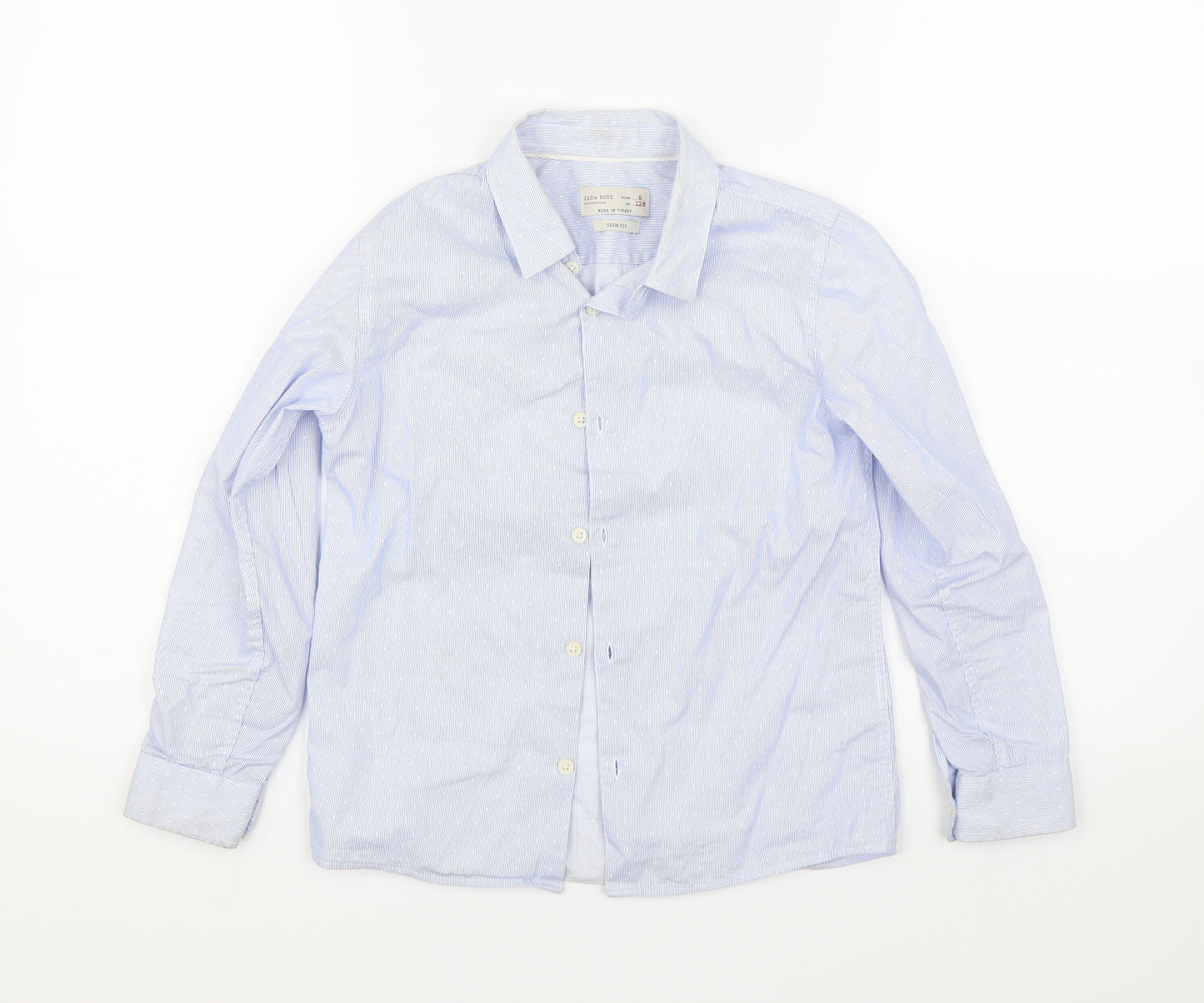 Zara boys Boys Blue Polka Dot  Basic Button-Up Size 8 Years