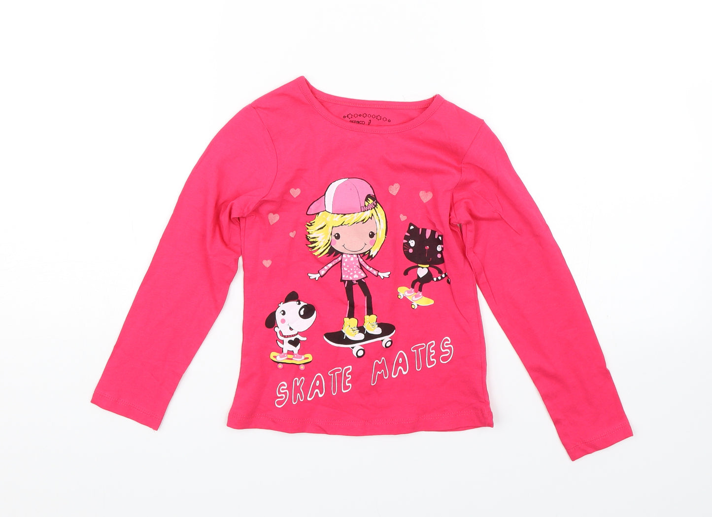 Pep&co Girls Pink   Basic T-Shirt Size 3-4 Years  - Skate