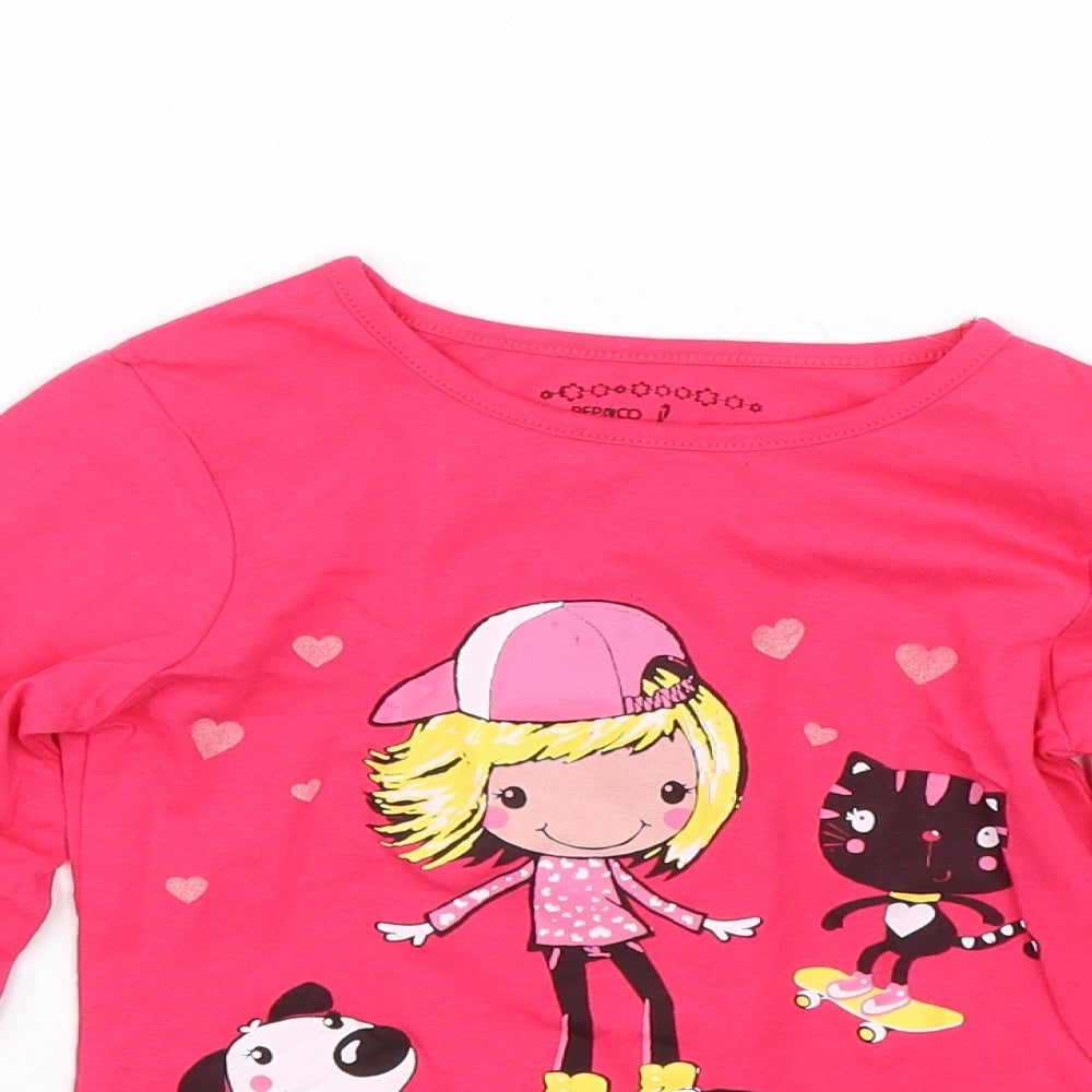Pep&co Girls Pink   Basic T-Shirt Size 3-4 Years  - Skate