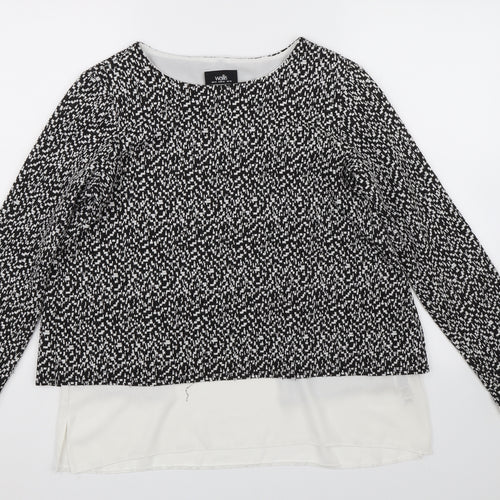 Wallis Womens Black Geometric  Basic Blouse Size 14