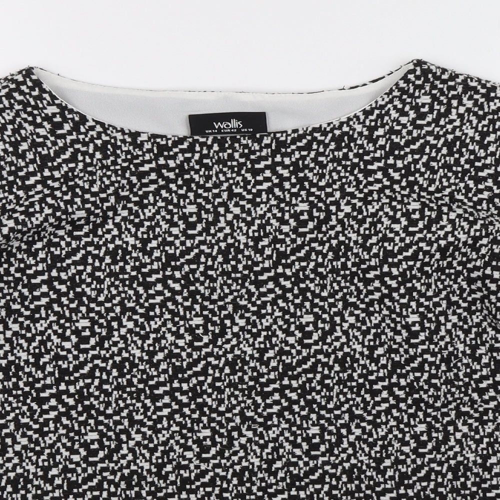 Wallis Womens Black Geometric  Basic Blouse Size 14