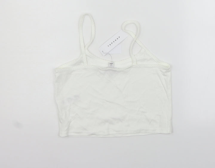Topshop Womens White Basic Tank Size 14