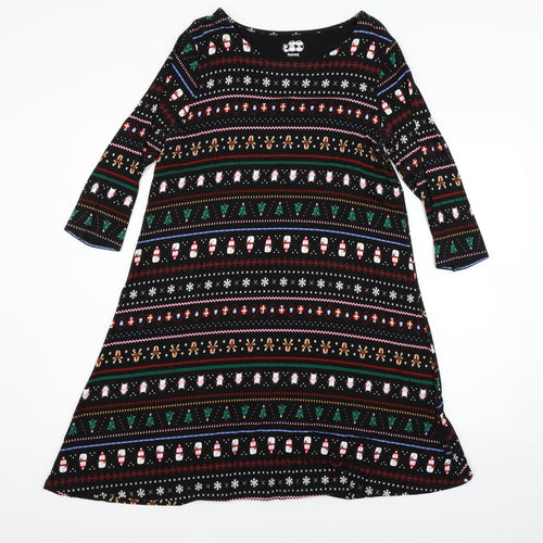 Nutmeg Womens Black Geometric  Fit & Flare  Size 12