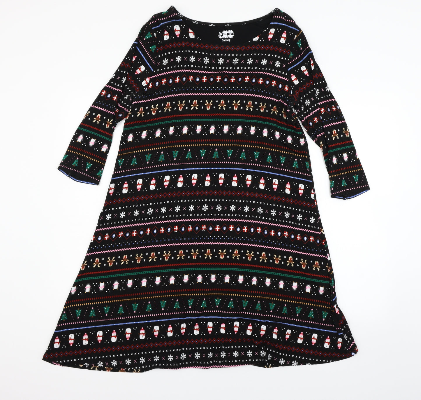 Nutmeg Womens Black Geometric  Fit & Flare  Size 12