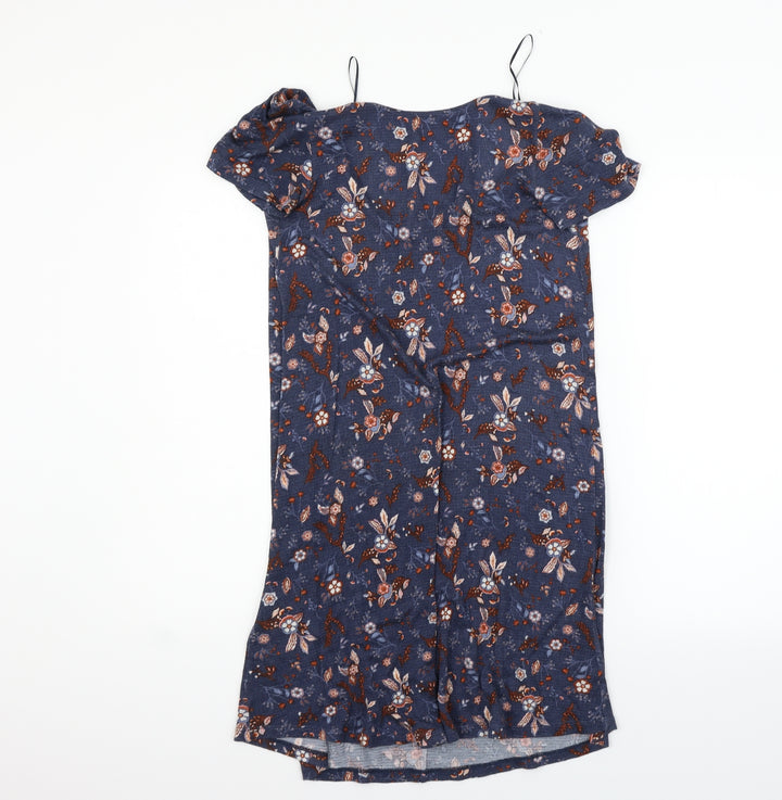 Mango Womens Blue Geometric T-Shirt Dress Size XS
