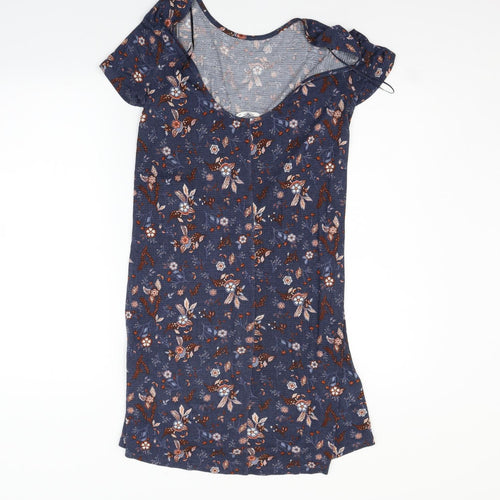 Mango Womens Blue Geometric  T-Shirt Dress  Size XS