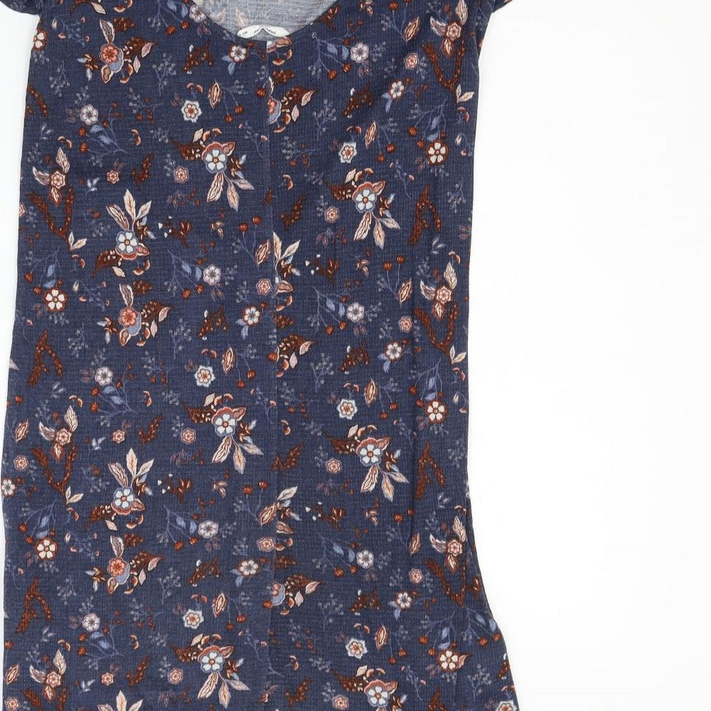 Mango Womens Blue Geometric  T-Shirt Dress  Size XS