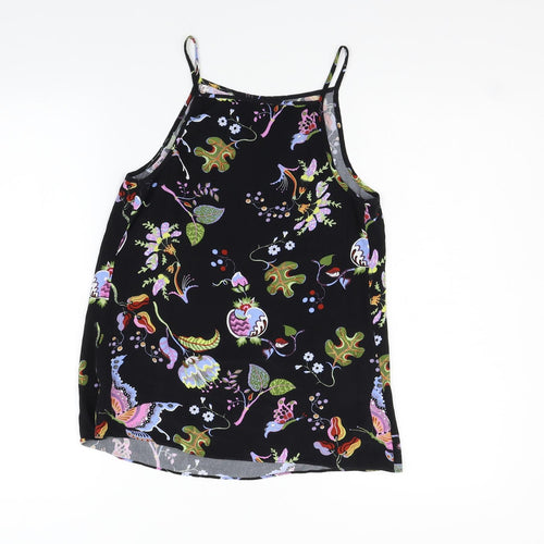 Warehouse Womens Black Floral  Basic Tank Size 6