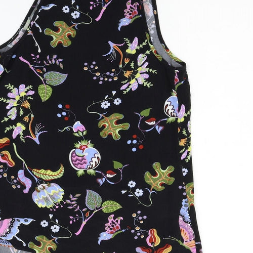 Warehouse Womens Black Floral  Basic Tank Size 6